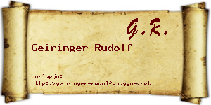 Geiringer Rudolf névjegykártya
